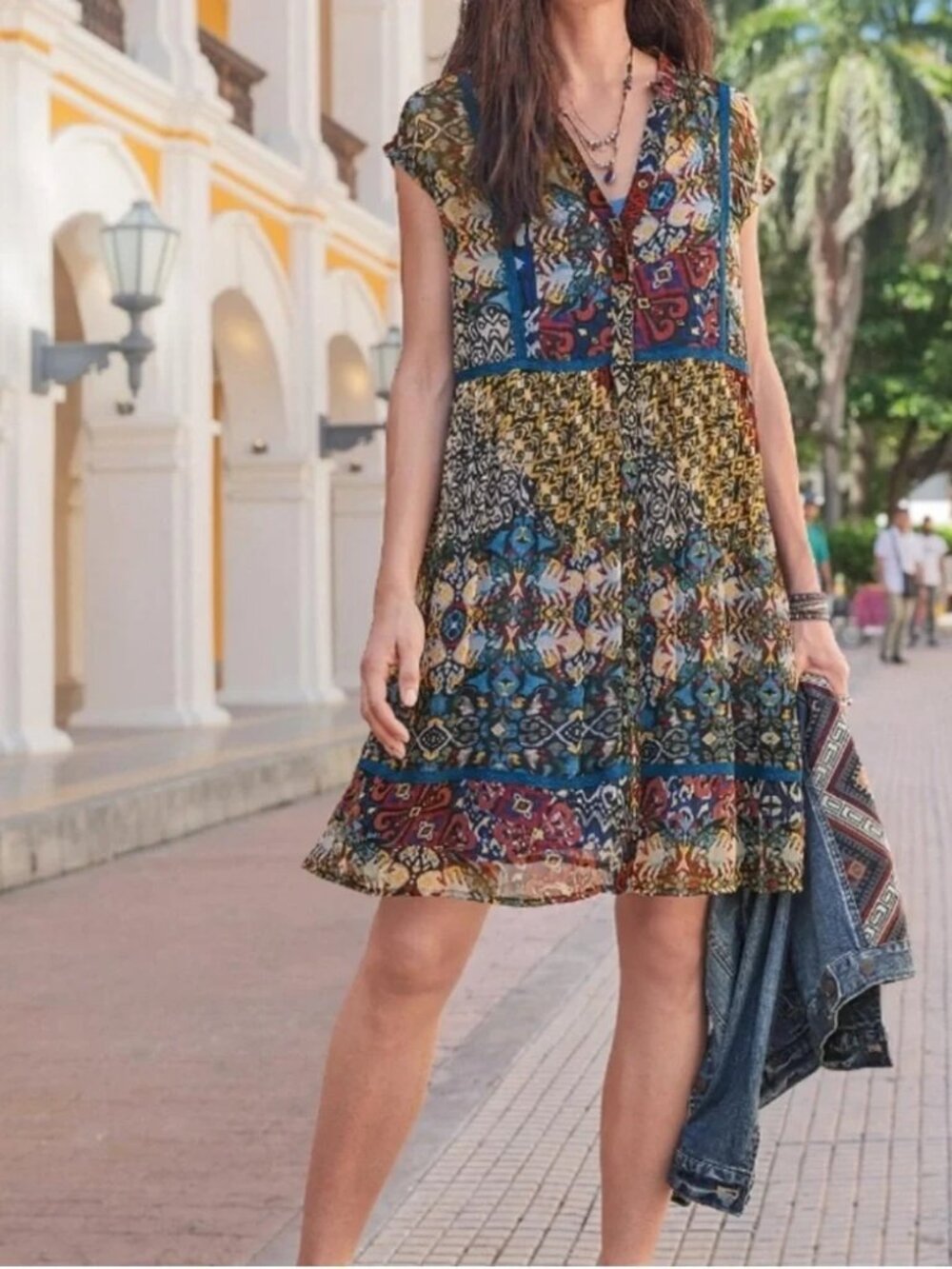 Sundance Dress Trephina Boho Patchwork Print Dress